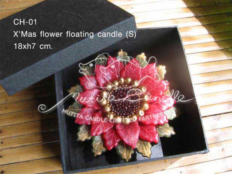 เทียนหอม เดชอุดม : WATER LILY SET|X'Mas Flower Floating Candle 
A TOUCH OF THAI LOTUS CANDLES|CH-01|18 x h 7 cm