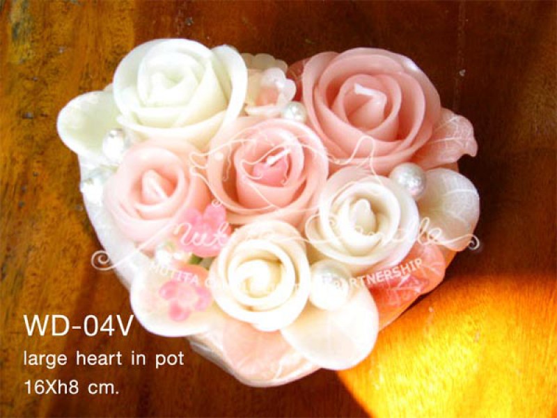 เทียนหอม เดชอุดม : WEDDING SET|Weddng Candles, best elegant Candles for wedding ceremony.
SWEET PASTEL ROSES CANDLES ARRANGTMENT FOR SPECIAL DAY|WD-04V|large heart pot  16 x h8 cm