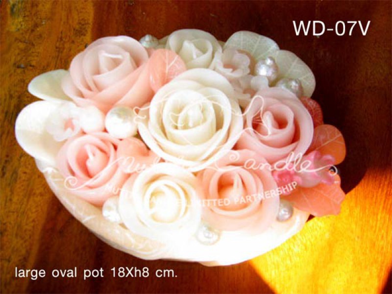 เทียนหอม เดชอุดม : WEDDING SET|Weddng Candles, best elegant Candles for wedding ceremony.
SWEET PASTEL ROSES CANDLES ARRANGTMENT FOR SPECIAL DAY|WD-07V|large oval pot 18 x h 8 cm