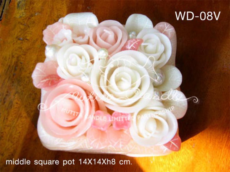 เทียนหอม เดชอุดม : WEDDING SET|Weddng Candles, best elegant Candles for wedding ceremony.
SWEET PASTEL ROSES CANDLES ARRANGTMENT FOR SPECIAL DAY|WD-08V|middle square pot 14 x 14 x h 8 cm