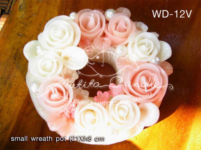เทียนหอม เดชอุดม : WEDDING SET|Weddng Candles, best elegant Candles for wedding ceremony.
SWEET PASTEL ROSES CANDLES ARRANGTMENT FOR SPECIAL DAY|WD-12V|small wreath (S) 21 x h 8 cm