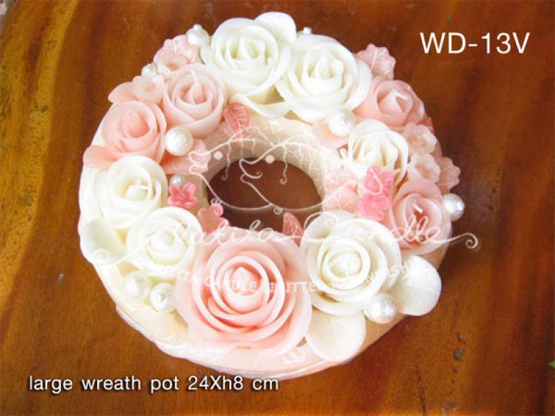 เทียนหอม เดชอุดม : WEDDING SET|Weddng Candles, best elegant Candles for wedding ceremony.
SWEET PASTEL ROSES CANDLES ARRANGTMENT FOR SPECIAL DAY|WD-13V|large wreath pot  24 x h8 cm