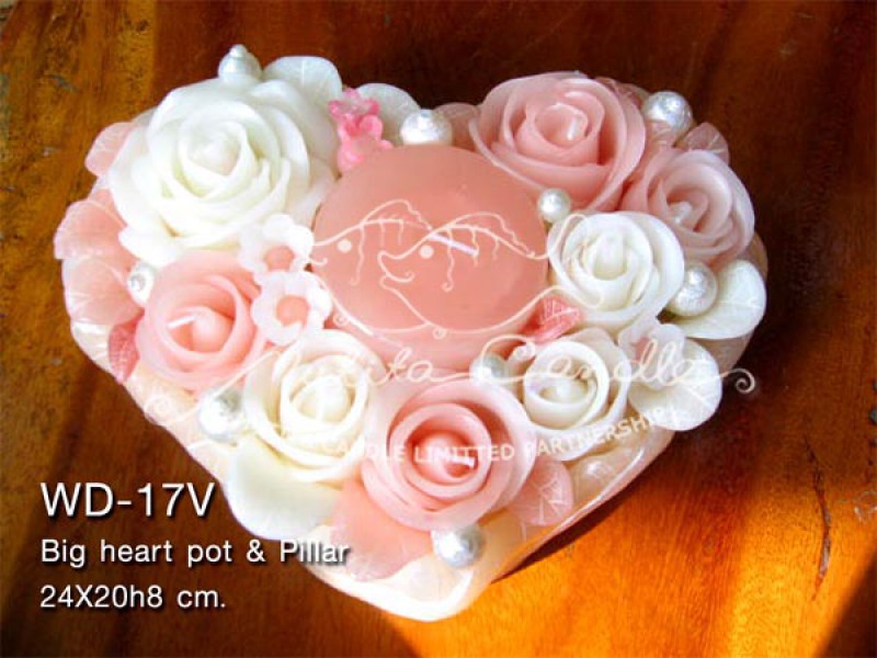 เทียนหอม เดชอุดม : WEDDING SET|Weddng Candles, best elegant Candles for wedding ceremony.
SWEET PASTEL ROSES CANDLES ARRANGTMENT FOR SPECIAL DAY|WD-17V|Big heart pot & Pillar 24 x 20 x h 8 cm