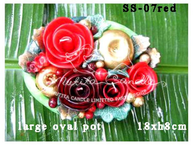 เทียนหอม เดชอุดม : CHRISTMAS COLOUR SET3|flower candles from Thailand for christmas seasoning
RICH ROSES BOUQUET WITH FRUIT AND CHRISTMAS SPICE|SS-07RED|large oval pot 18 x h 8 cm