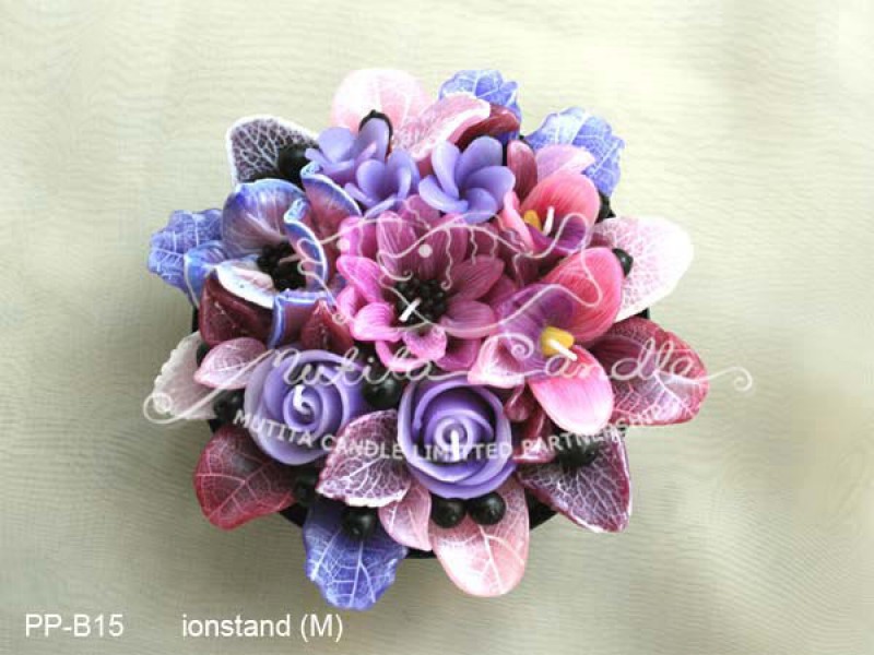 เทียนหอม เดชอุดม :  PINK PURPLE COLOUR B|orienatal flower candles from Thailand for any ocassions
WILD FLOWER CANDLES IN MYSTERIOUS COLOUR|PP-B15|Ironstand (M) 19.5 x 19.5 x h 9.5 cm