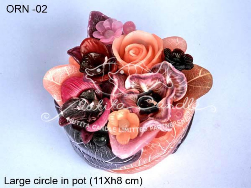 เทียนหอม เดชอุดม :  ORANGE ROSE NEW|Flower candles from Thailand for any ocassions
WILD FLOWER CANDLES IN HARZEL WOOD STYLE|ORN-02|large circle pot 11 x h8 cm