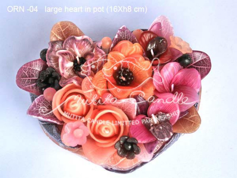 เทียนหอม เดชอุดม :  ORANGE ROSE NEW|Flower candles from Thailand for any ocassions
WILD FLOWER CANDLES IN HARZEL WOOD STYLE|ORN-04|large oval pot 18 x h 8 cm