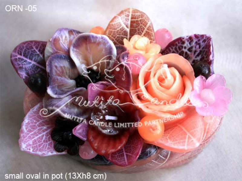 เทียนหอม เดชอุดม :  ORANGE ROSE NEW|Flower candles from Thailand for any ocassions
WILD FLOWER CANDLES IN HARZEL WOOD STYLE|ORN-05|small oval pot 13 x h 8 cm