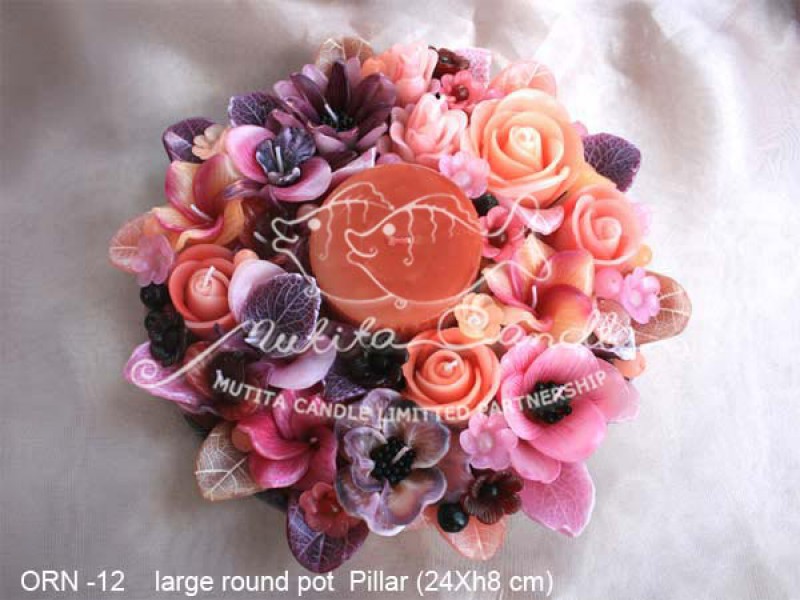 เทียนหอม เดชอุดม :  ORANGE ROSE NEW|Flower candles from Thailand for any ocassions
WILD FLOWER CANDLES IN HARZEL WOOD STYLE|ORN-12|large round pot & pillar 24 x h 8 cm