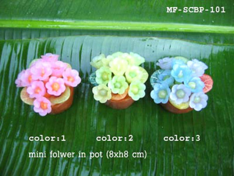 เทียนหอม เดชอุดม : CATALOGUE02|small items of flower candles from Thailand for any ocassions
A TOUCH OF THAI, MIXED WITH WILD FLOWER CANDLES|MF-SCBP-101|mini flower in pot 8 x h 8 cm